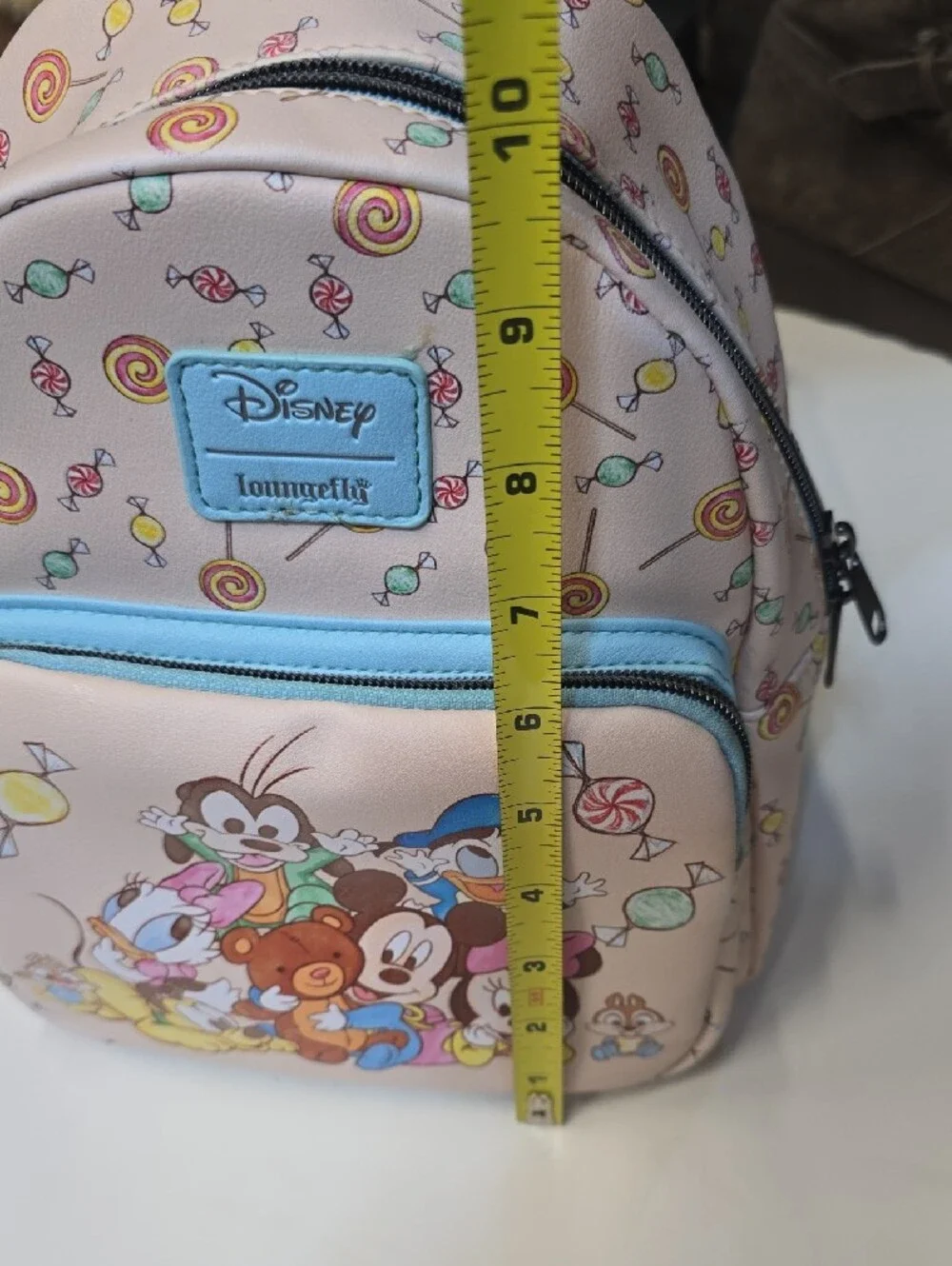 Disney Pink Candy-Print Mini Backpack with Blue Trim